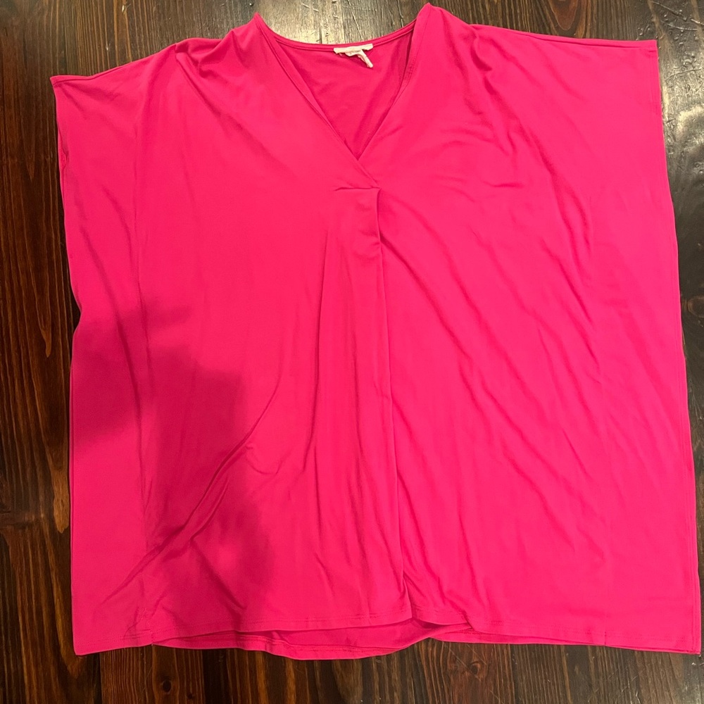 Hot pink knit shirt caftan style dress